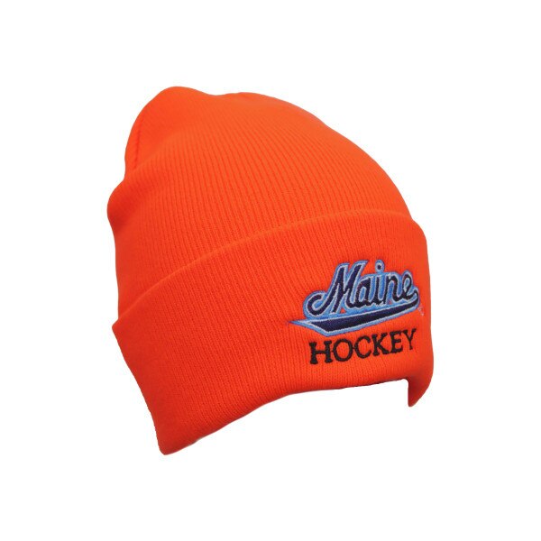 Maine Script Hockey Blaze Orange Beanie